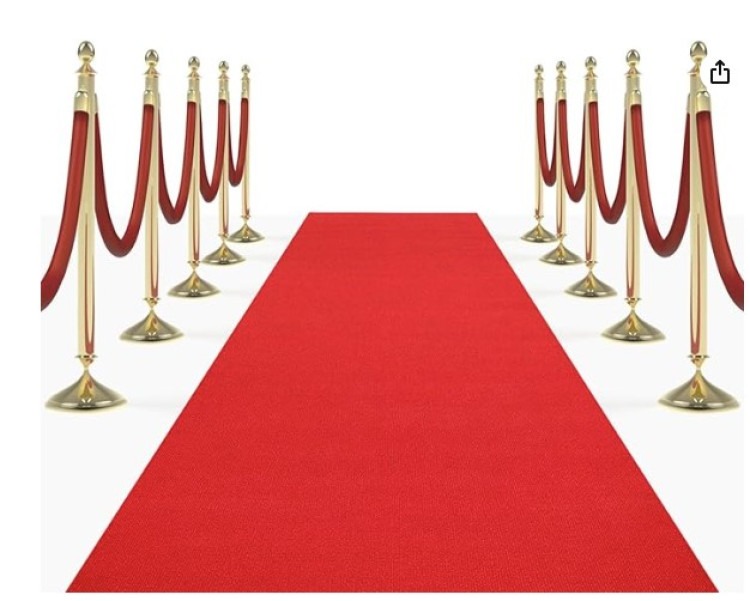 Carpet (red or pink) with stanchion set